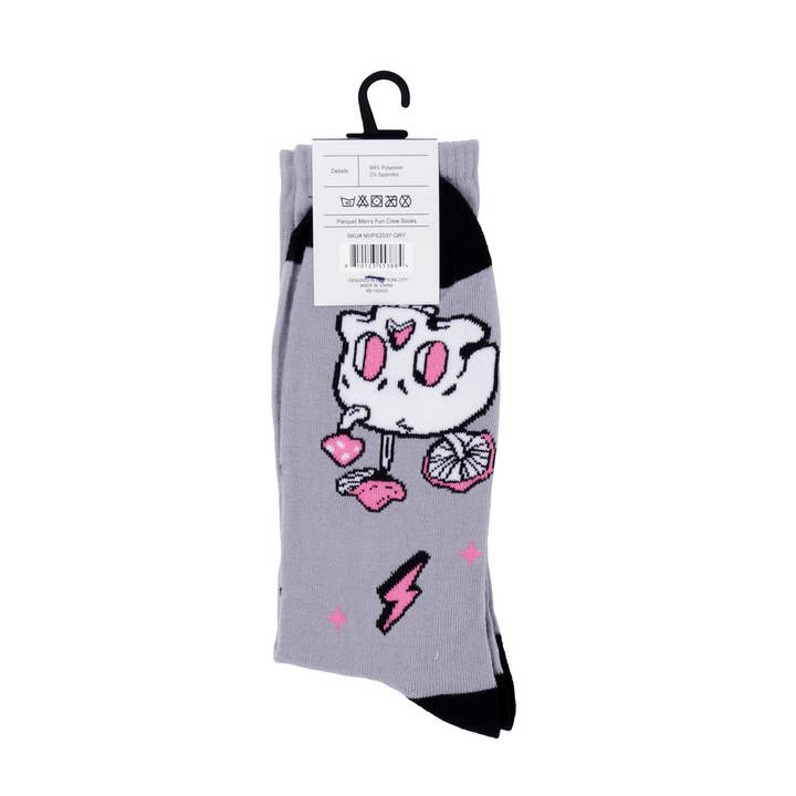 Selini New York - Wholesale Socks - Men's - Men's Skull Mushroom Novelty Socks-NVPS2037-GRY2
