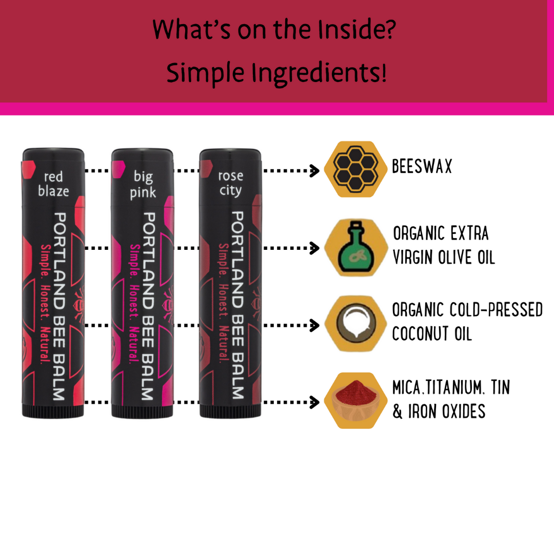 Portland Bee Balm - Wholesale Lip Balm Set - Tinted Assorted Beeswax Lip Balm 3-Pack 4
