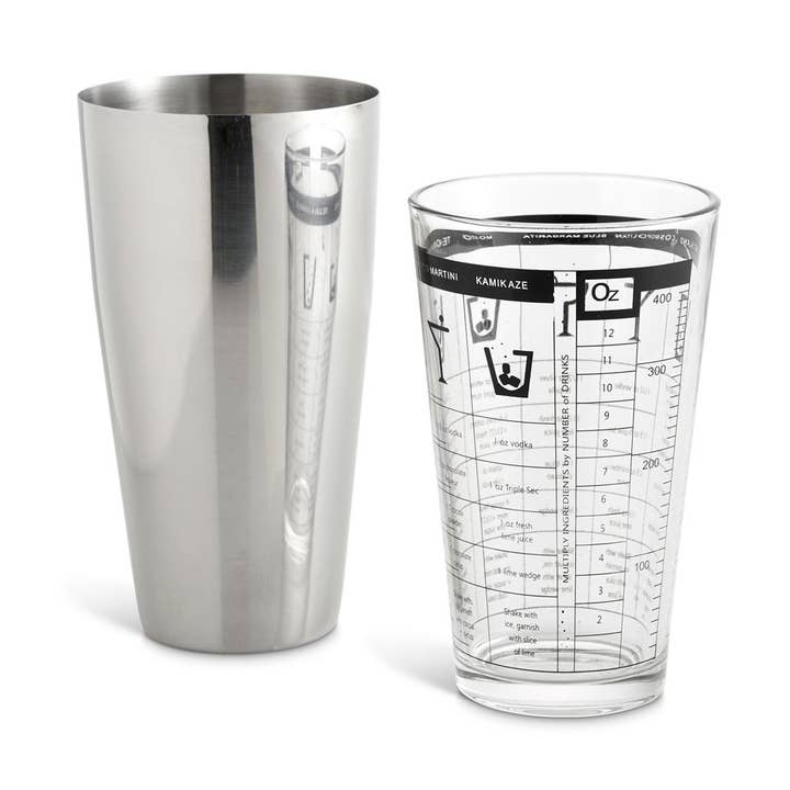 HIC Bar Boston Cocktail Shaker With Recipes for wholesale by HIC - Harold Import Co.