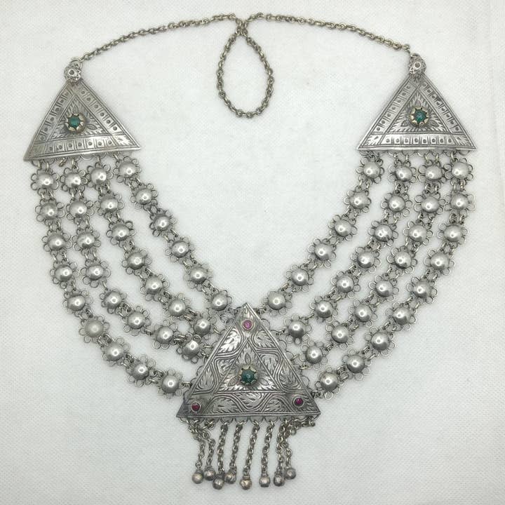 vintarust - Wholesale Bib Necklace - Ethnic Multilayers Bib Necklace, Tribal Boho Kuchi Necklace6