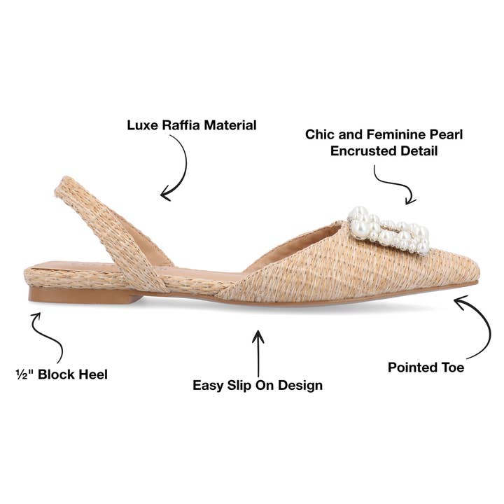 Journee - Wholesale Flats - Women's - Hannae Slingback Flats In Faux Raffla6