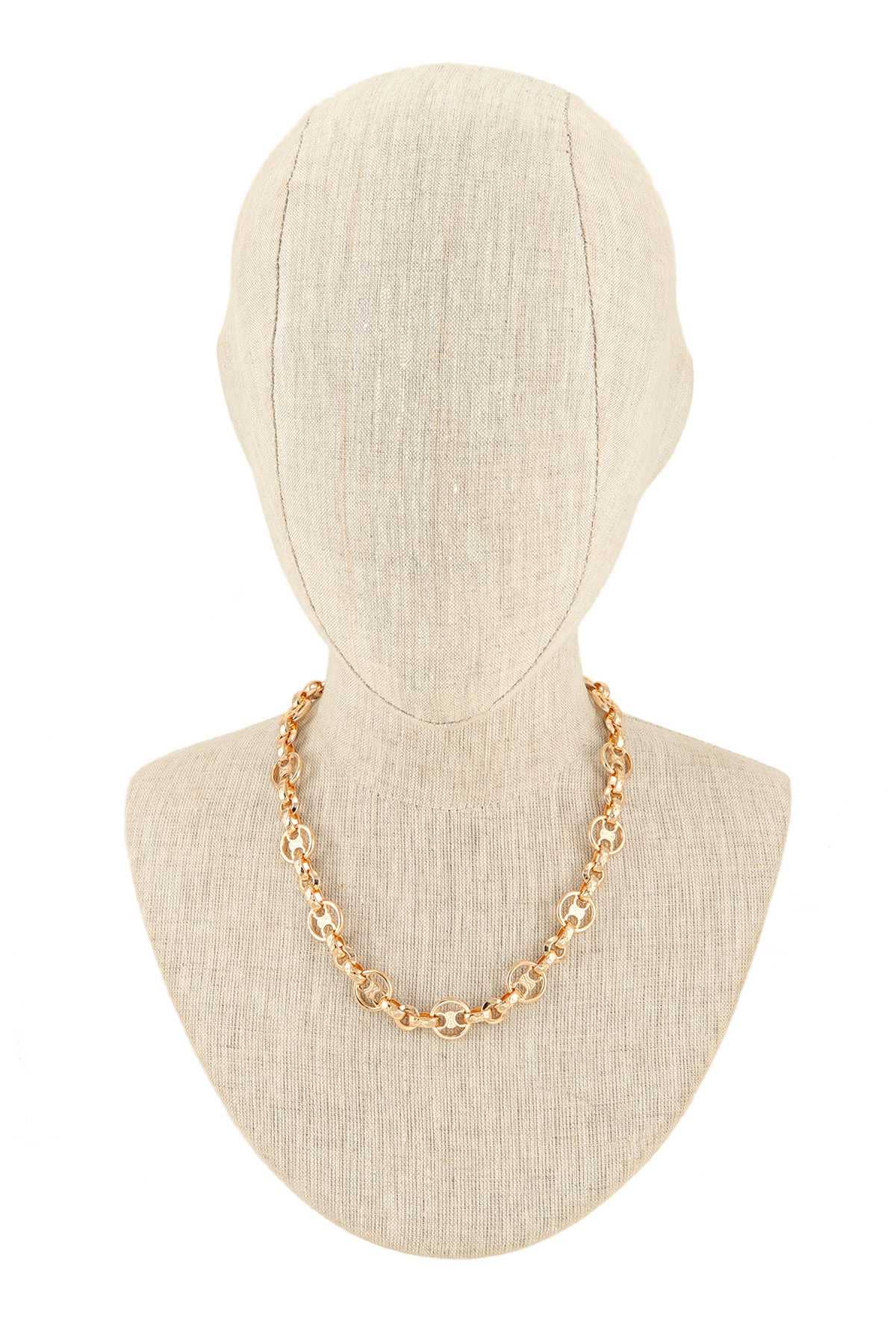 GULD Graverad cirkel länkad kedja halsband 75 för wholesale på Faire1