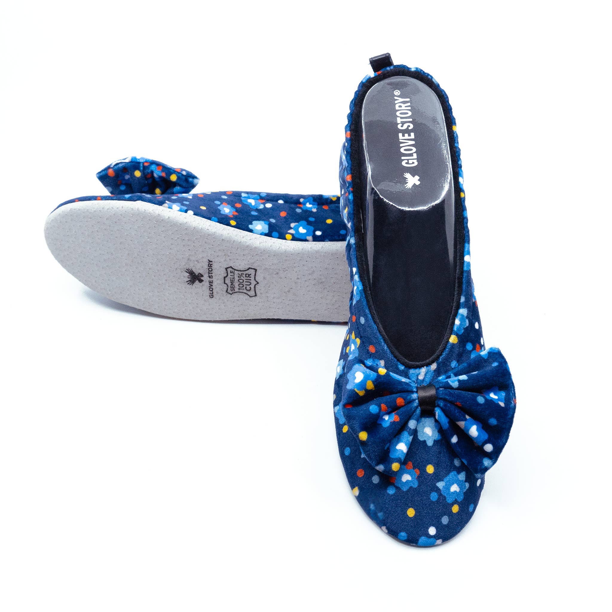 flowers Women's indoor ballerinas in printed velvet - CF0145 for wholesale on Faire3