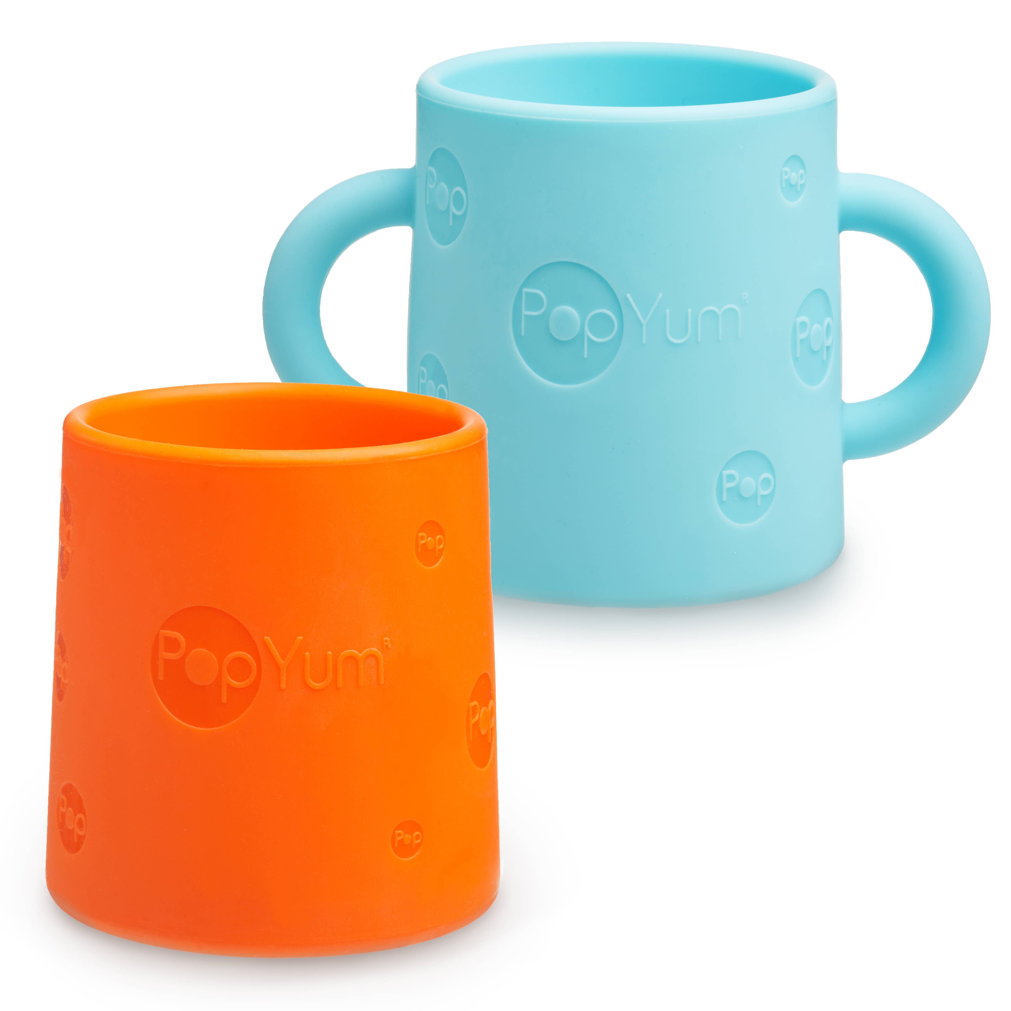 PopYum - Wholesale Drinking Glass/Cup - Kids & Baby - PopYum Silicone Training Cup 2-Pack (sky blue and orange)0