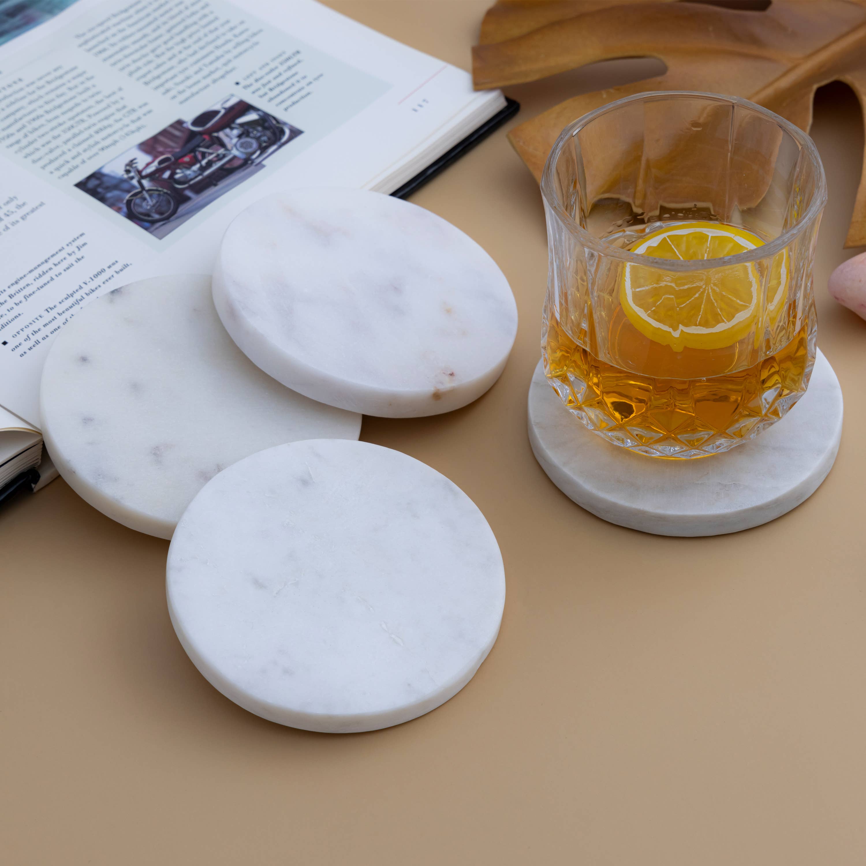 BIDKhome - Wholesale Coasters - Set of 4 Marble Round Coasters1