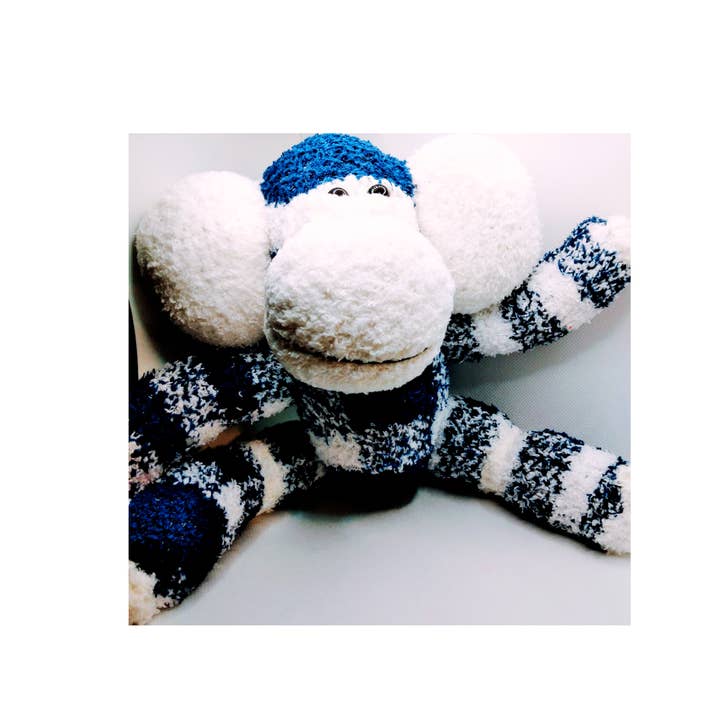 Juanita Plushies - Wholesale Stuffed/Plush Toy - Kids & Baby - Clive Sock Monkey - Blue and White
