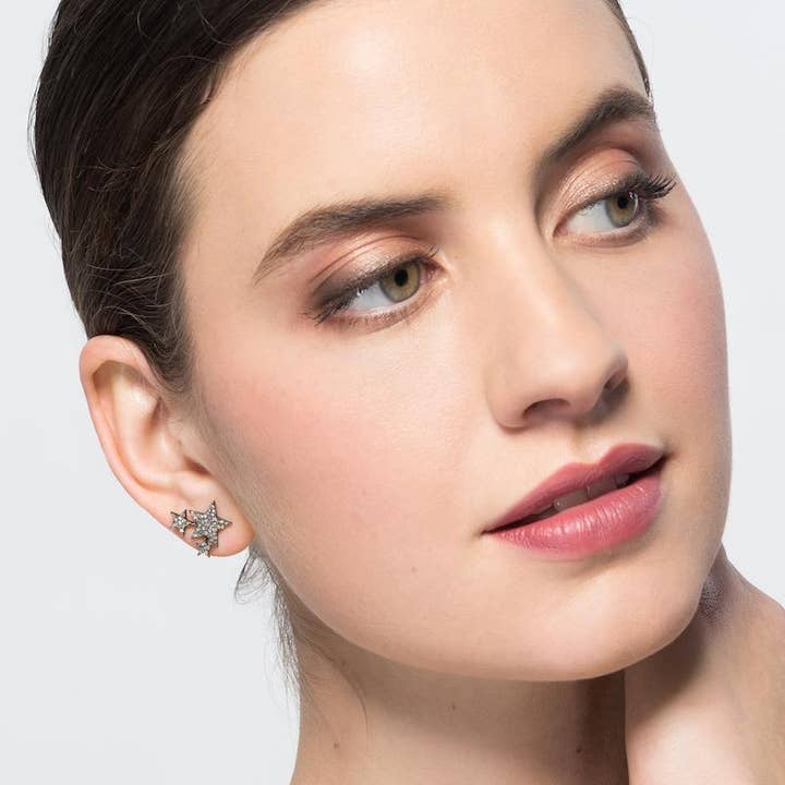 Ashley Schenkein Jewelry Design - Wholesale Stud/Post Earrings - Brooklyn Diamond Pavé Triple Star Studs1