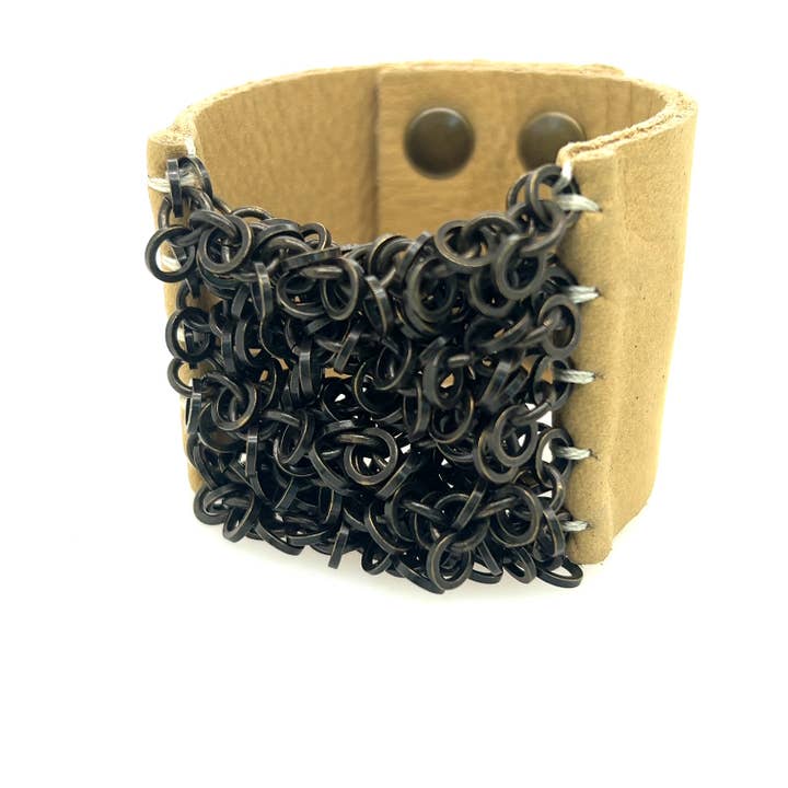 Cluster Chain Leather Bracelet for wholesale by Rebel Designs Accessories