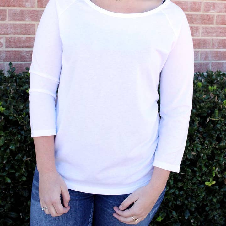 ShopTrendsNow - Wholesale T-Shirt - Women's - Ladies' Baby Rib 3/4-Sleeve Contrast Raglan T-Shirt