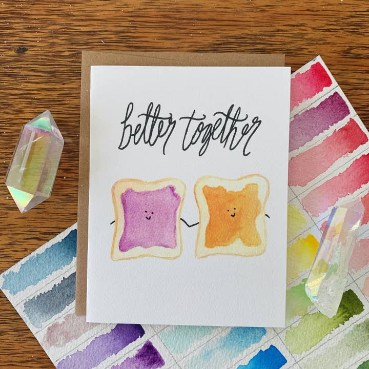 Peanut Butter and Jelly Greeting Card for wholesale by Jess Weymouth