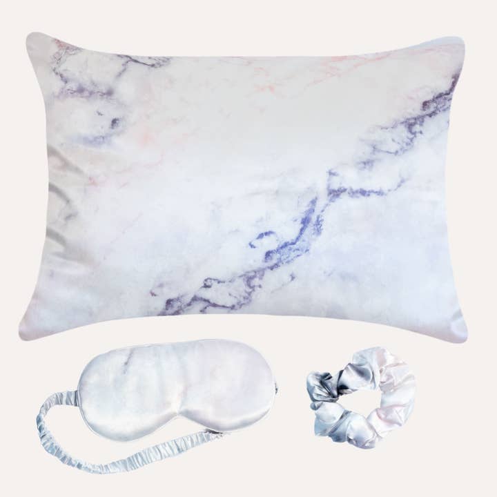 Luxurious Satin Pillowcase Gift Set of 3 - Marble for wholesale by Fenrici Brands