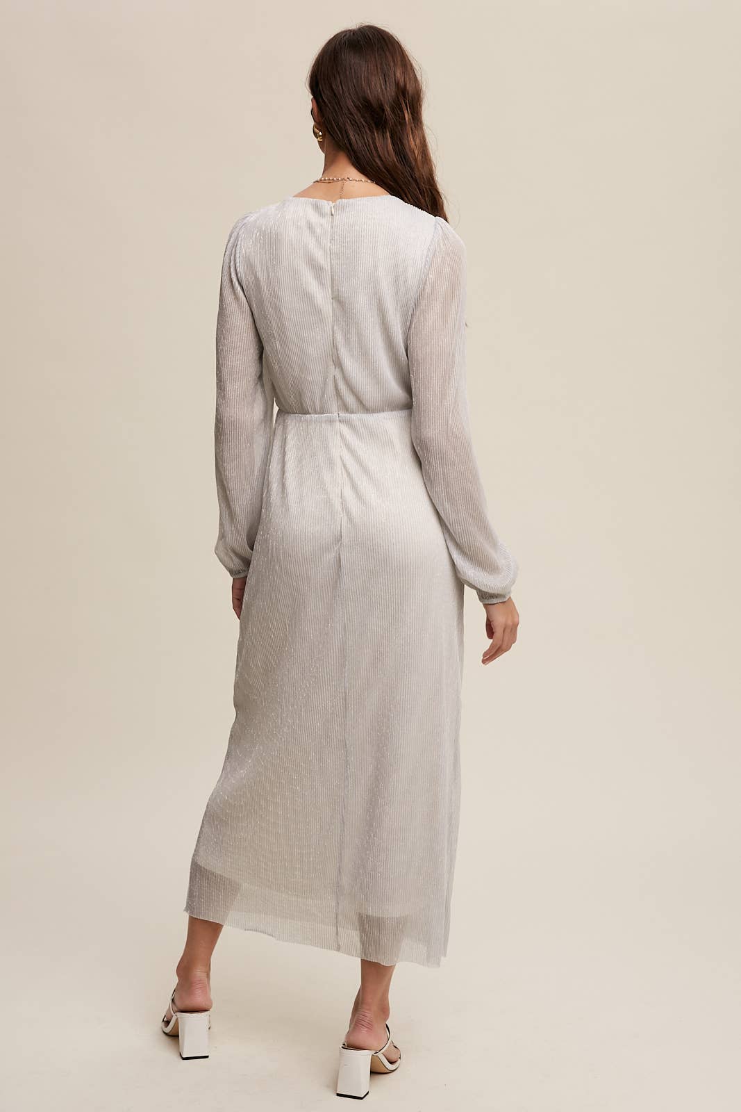 Listicle - Wholesale Jurk - Dames - Glanzende geplooide wikkel midi-jurk LD132218