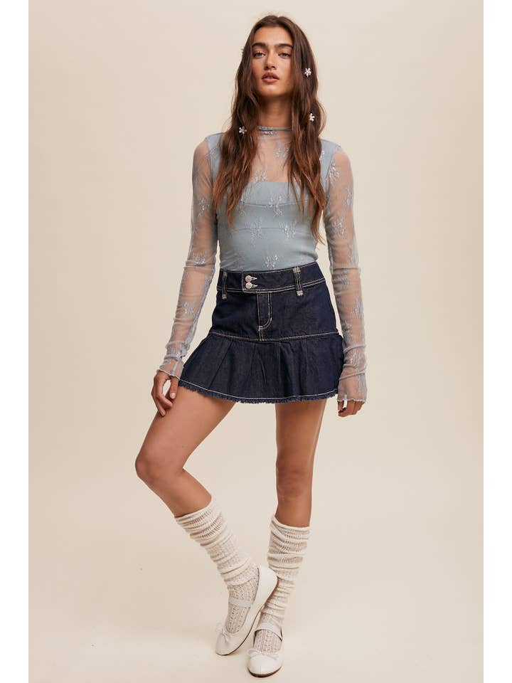 Listicle - Wholesale Blouse - Women's - Sheer Lace Long-Sleeve Top71