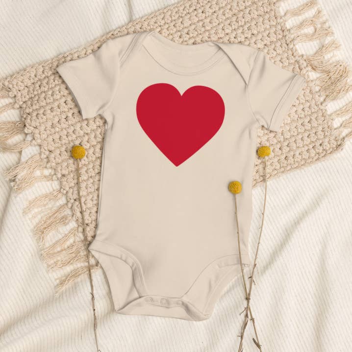 Two Owls Heart Organic cotton baby romper for wholesale by Two Owls
