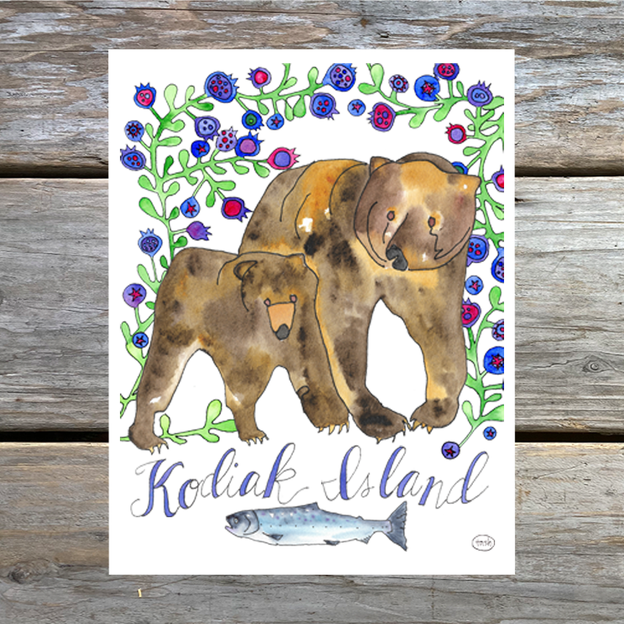 Natasha Zahn Studio - Wholesale Everyday Greeting Card - Kodiak Island Bears0