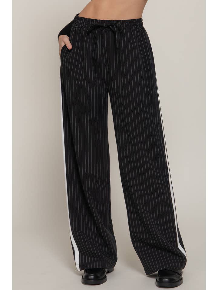 Active Basic | Active USA - Wholesale Pants - Women's - Side Stripe Detail Y/D Stripe Long Pants with Drawstring14