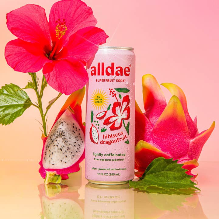 alldae superfruit soda - Wholesale Soda/Carbonated Drink - Hibiscus Dragonfruit Drink | Soda | Lightly Caffeinated Soda1