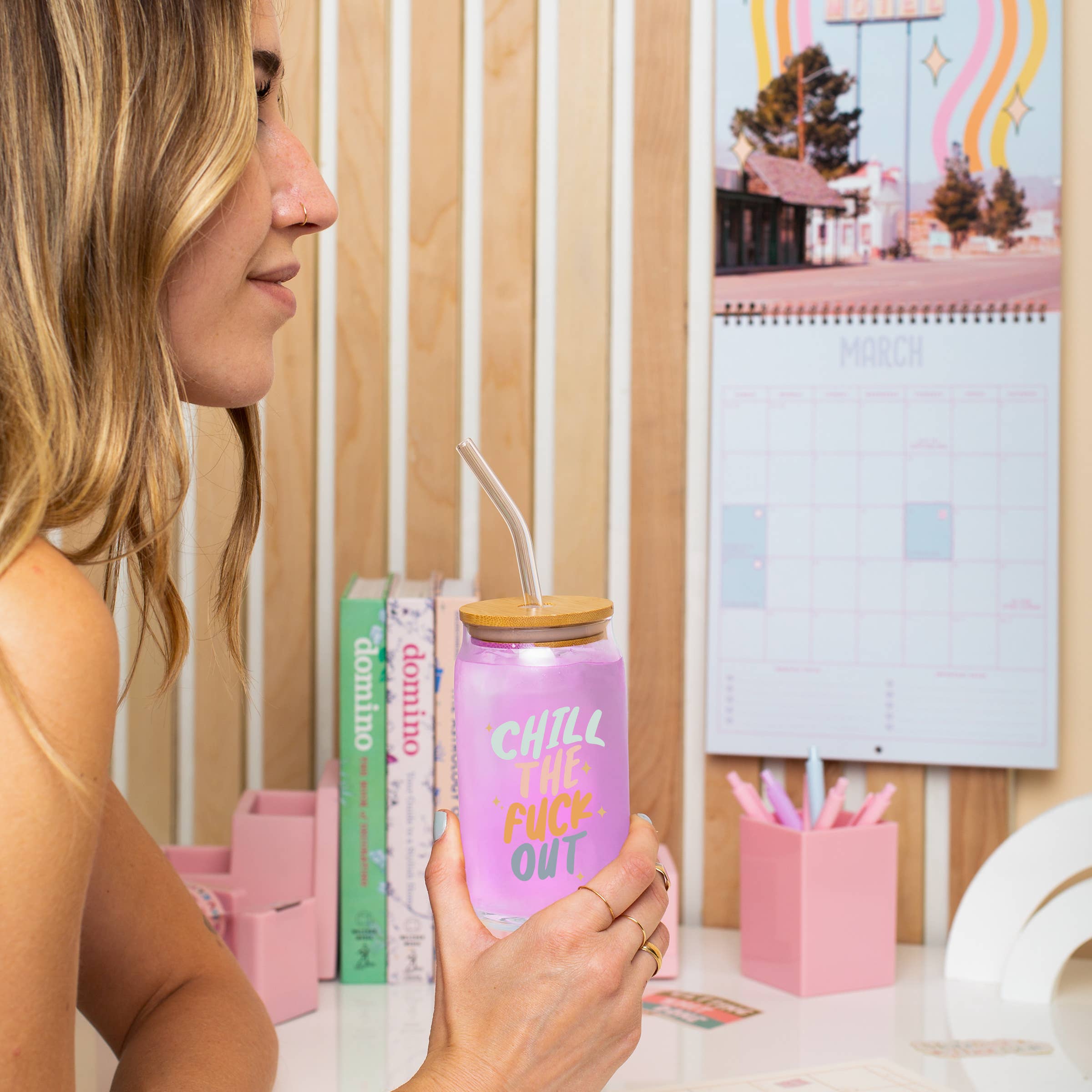 Talking Out of Turn - Wholesale Drinking Glass/Cup - Can Glass w/Lid + Straw (SALE!)1