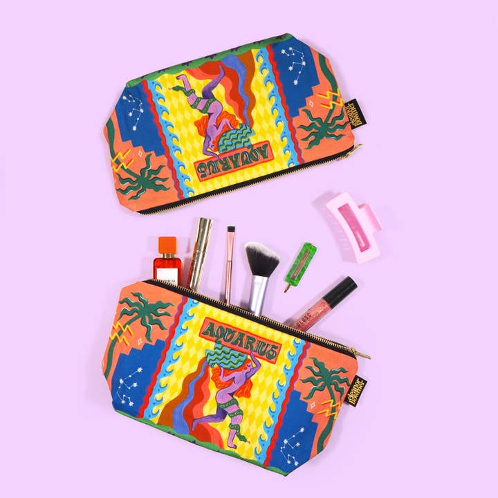 Eleanor Bowmer – wholesale Make-up/cosmetic bag – Aquarius Zodiac Zip Bag1