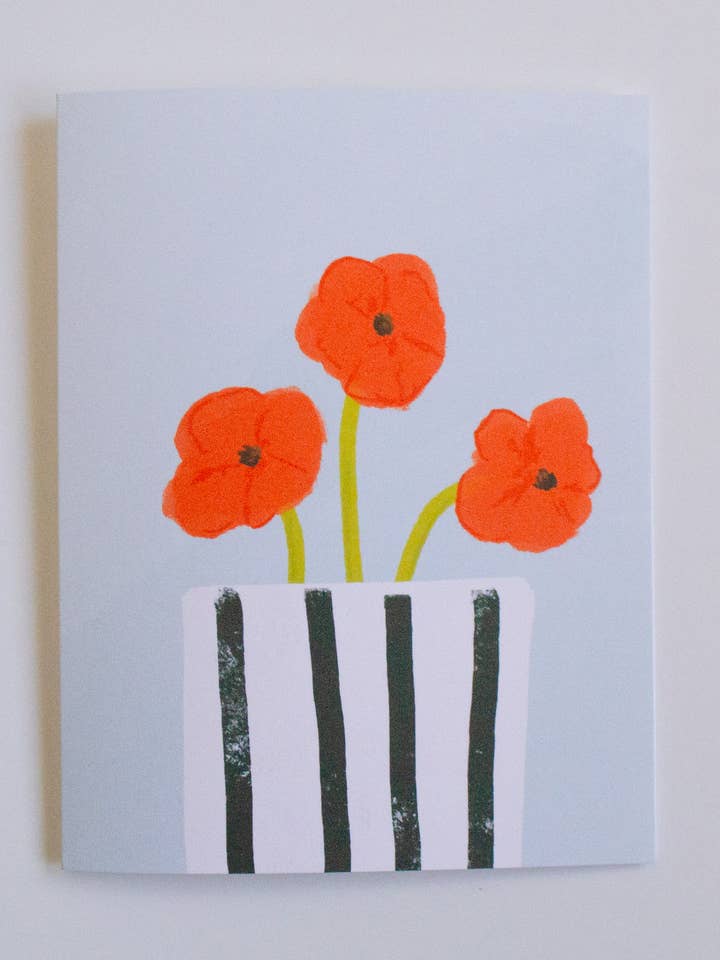 Strepen & Stelen, Geschilderde Bloemen in Vaas, Wenskaart voor wholesale door give with joy