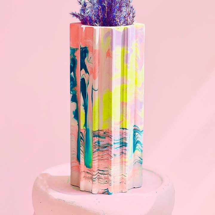 Medium Bud Vase or Storage Pot Marbled in Coral for wholesale by Misshandled