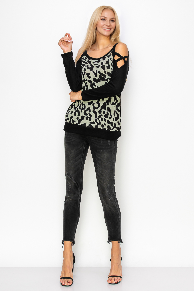 A.gain - Vente Haut en maille – femme - 10766L561 - HAUT À ÉPAULES DÉNUDÉES À IMPRIMÉ ANIMALIER7