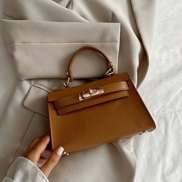 Voemièn - Wholesale Top Handle Bag - Women's - Victoria Bag in Tan Epson Leather7