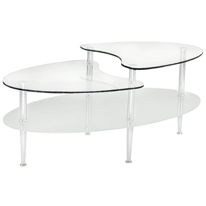 Silver 3-Tier Wave Dual Oval Coffee Table (Type B) (Silver) for wholesale on Faire