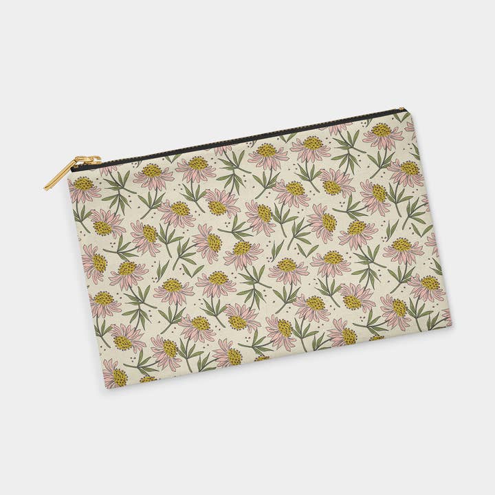 Cone Flower Zipper Pouch (on sand) for wholesale by Patterned Goods