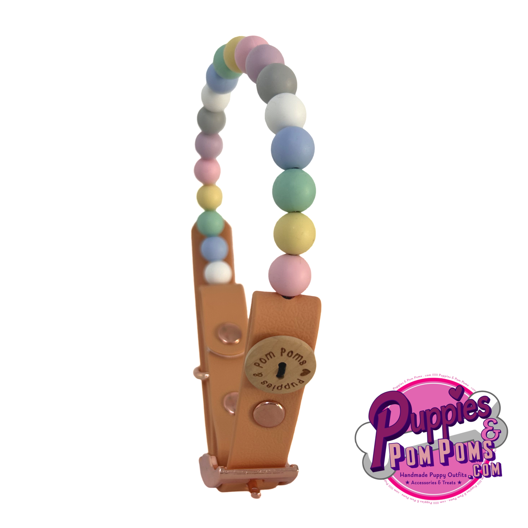 Puppies & Pom Poms - Vendita all'ingrosso Collare - Cani - Collare per Cani Artigianale Vegano con Perline - Perline Pastello1