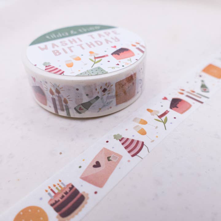 Tilda&Theo – Engroshandel Washitape – Washi tape fødselsdag - klæbende tape til fejring, washi masking tape2