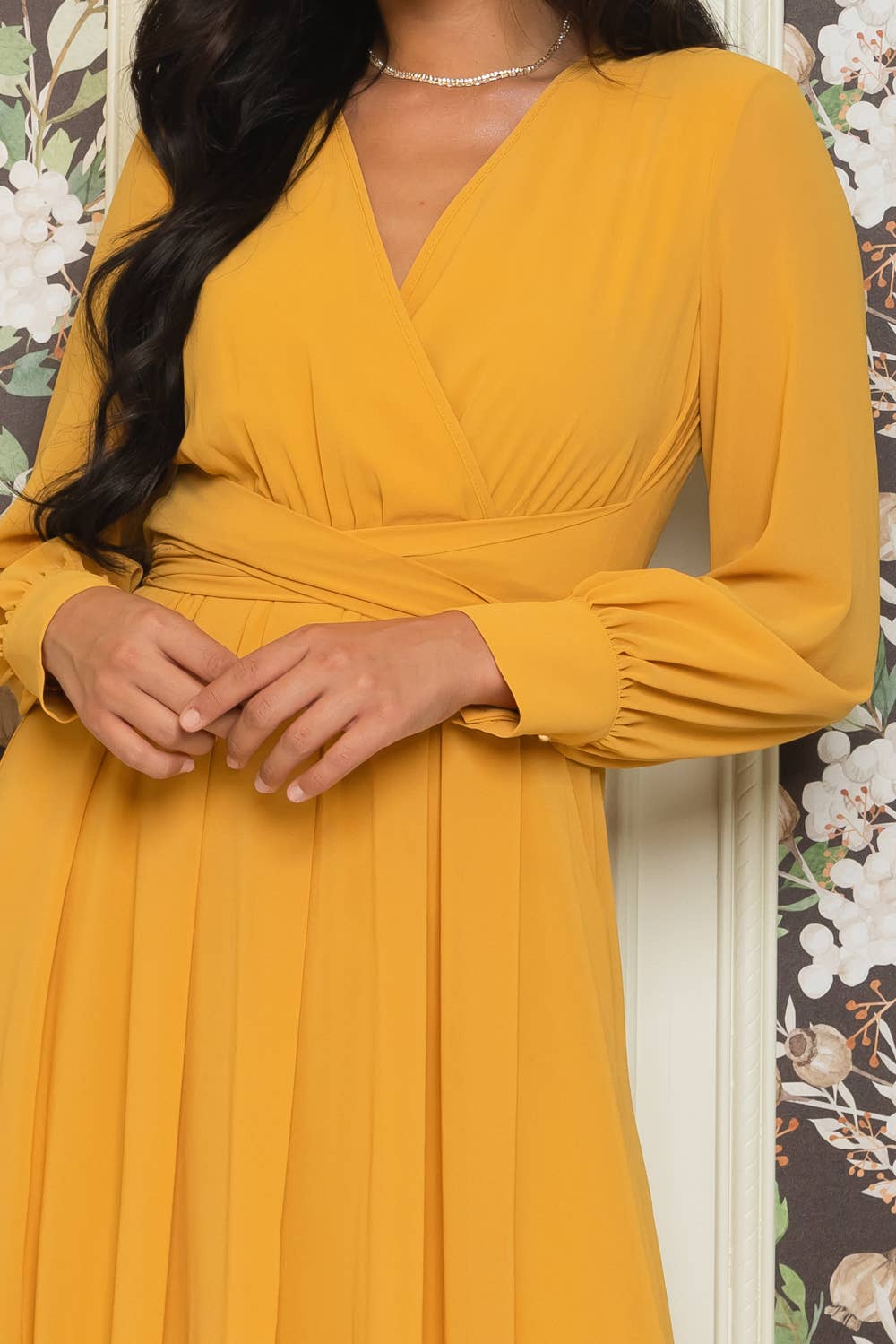 RICARICA INC. - Vendita all'ingrosso Vestito - Donna - 9011SO-ABITO LUNGO IN CHIFFON A MANICA LUNGA TINTA UNITA 3