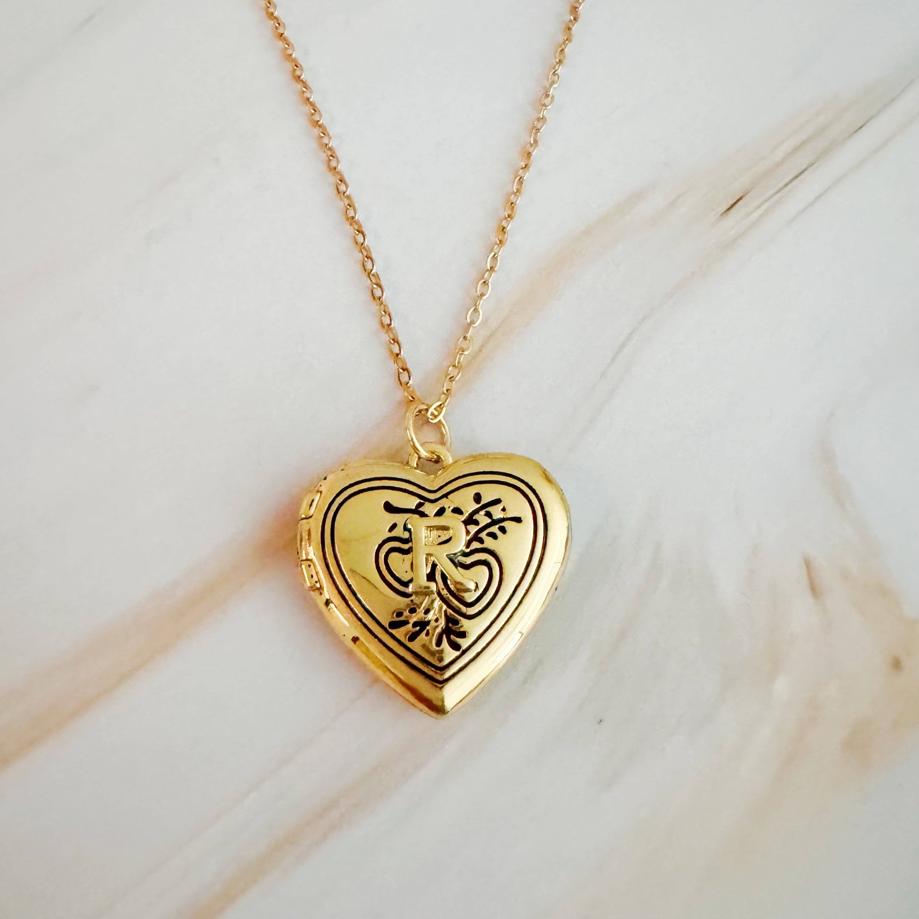 Ellison+Young - Wholesale Locket Necklace - Nostalgic Heart Initial Open Locket Necklace12