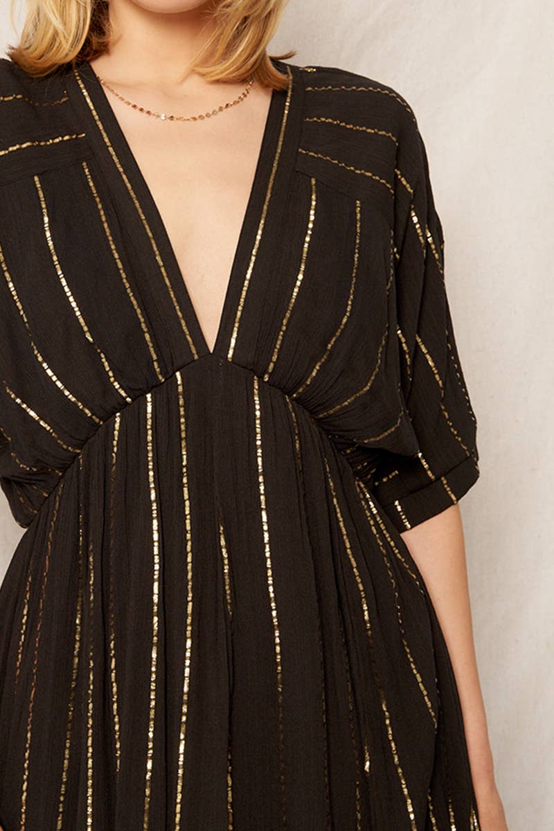 En Crème - Vente Robe – femme - Robe midi rayée à sequins27