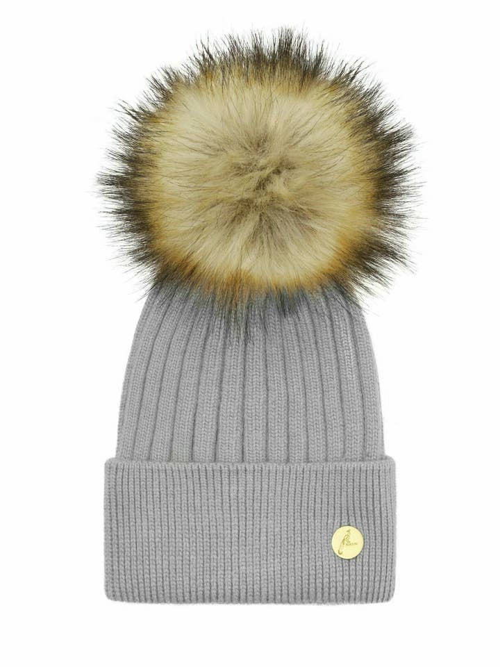 Arundel Cashmere Pom Pom Hat - Grey for wholesale by Hortons England
