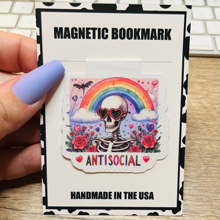 Magnetic Bookmark | Antisocial Skeleton | Sarcasm Collection for wholesale by SimplyDani