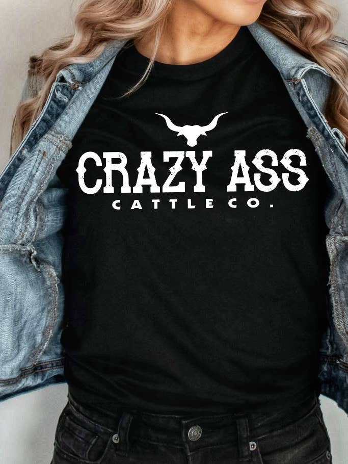 Crazy ass cattle co shirt black for wholesale by Buckin Barn Wholesale