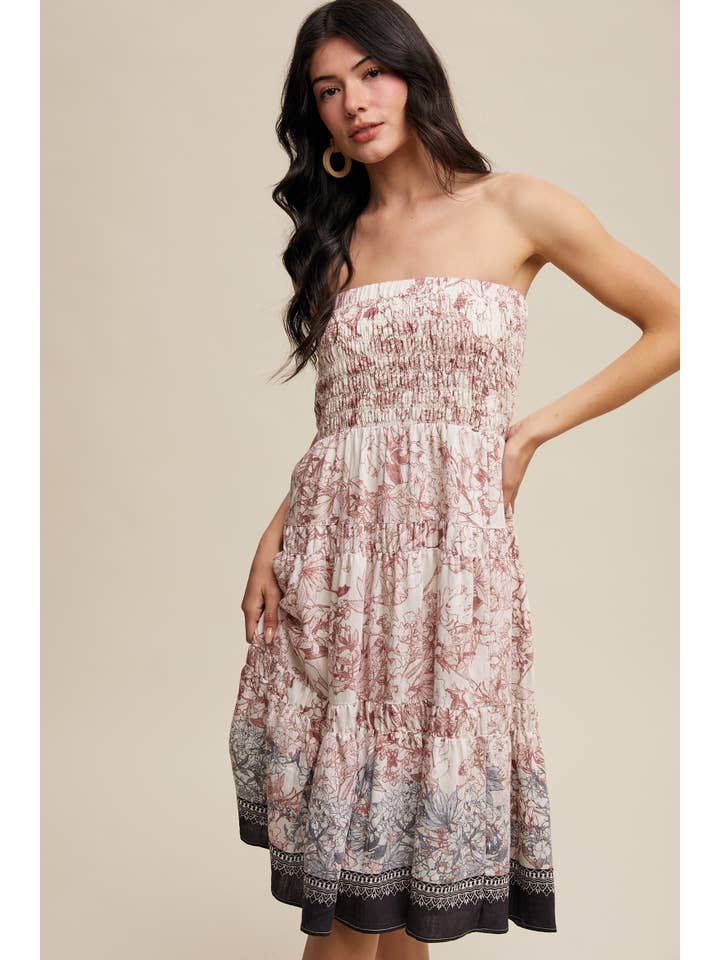 Listicle - Wholesale Skirt - Women's - Convertible Bohemian Smocked Maxi Skirt & Tube Dress10