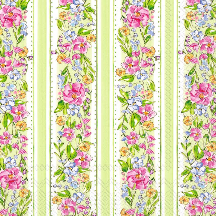 Paper Lunch Napkins 20 Ct Floral Garden Stripe Rosanne Beck for wholesale by Boston International