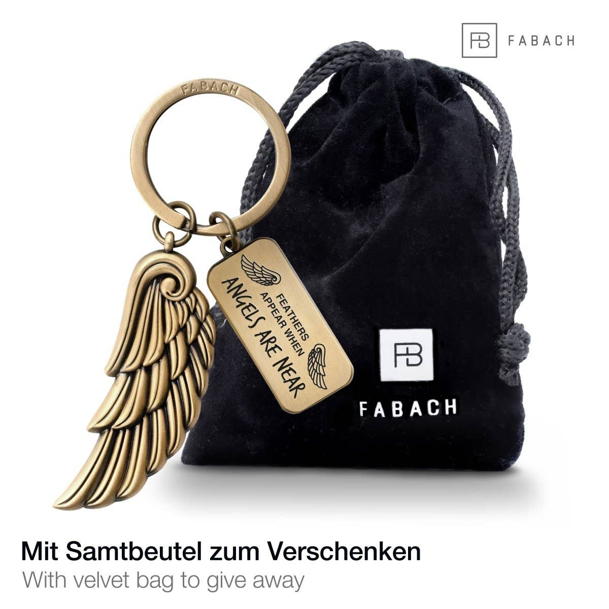 FABACH – Die Schlüsselanhänger-Schmiede - Wholesale Keychain - Unisex - Angels Angel Wing Key Ring - Engraved with Message “Feathers Appear When Angels Are Near” Angel Wing Lucky Charm3