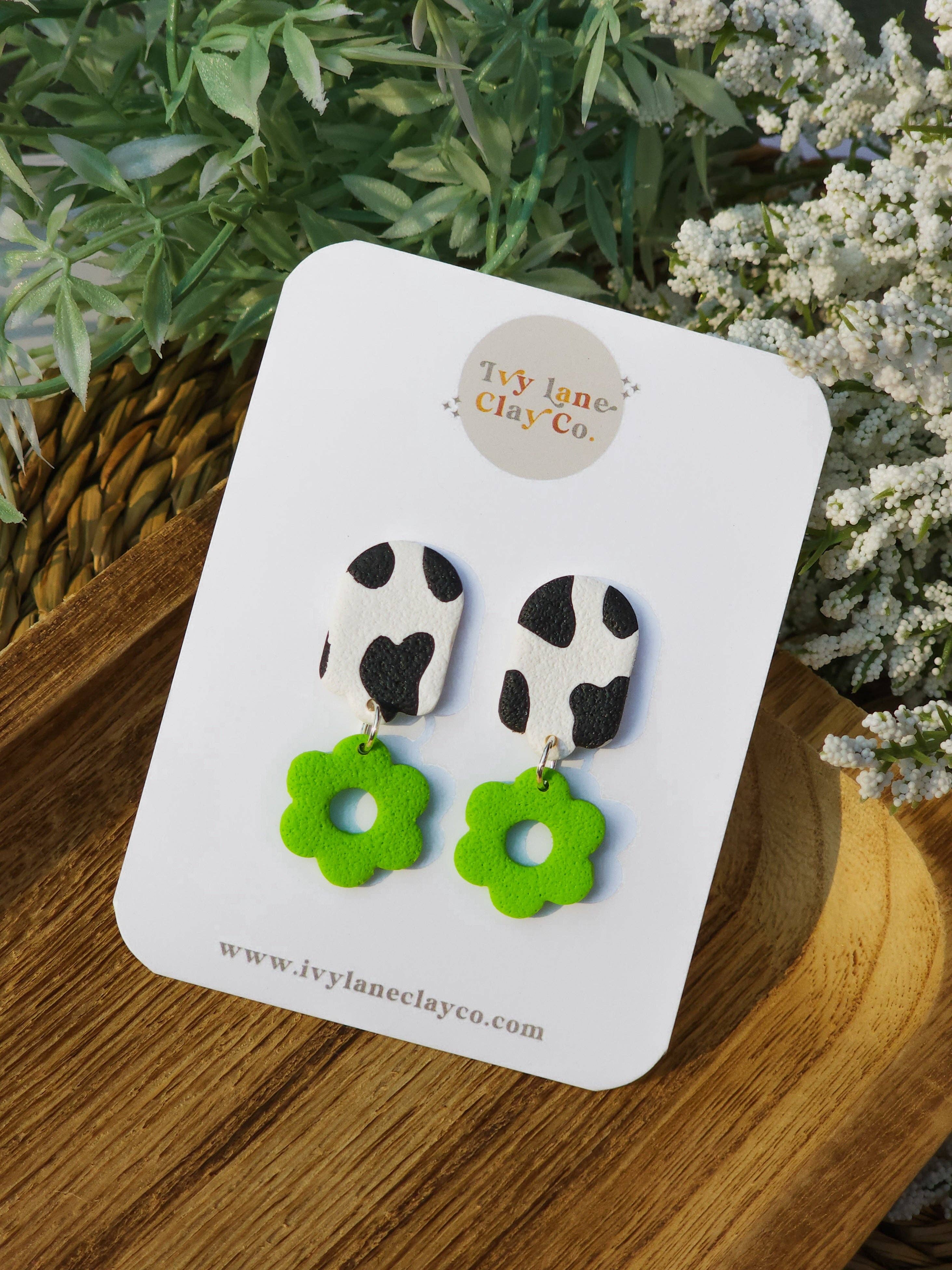 Ivy Lane Clay Co. - Wholesale Dangle Earrings - Lizzie - Neon Cow Edition0