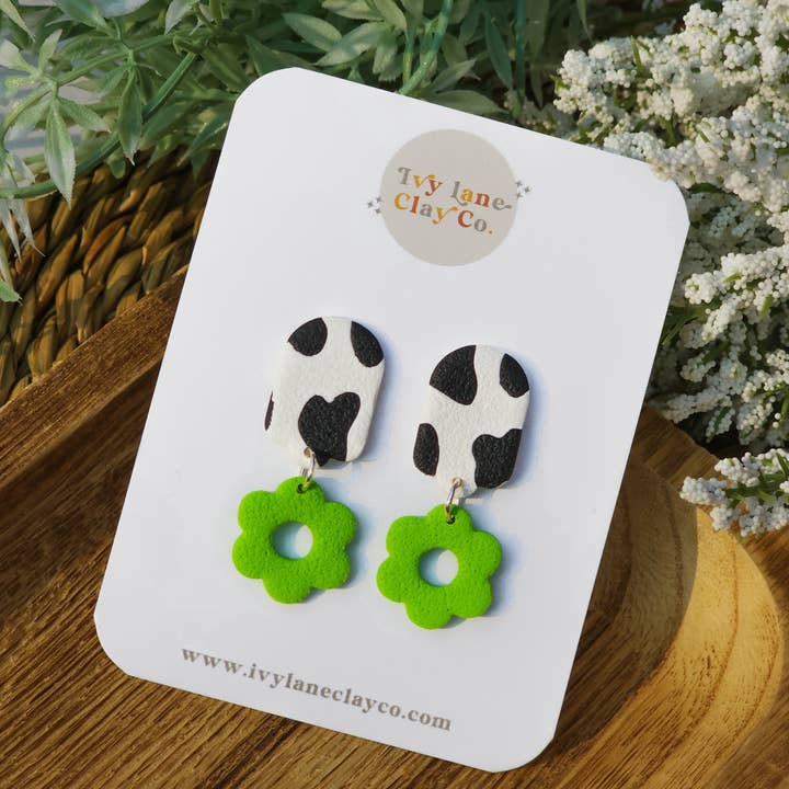 Ivy Lane Clay Co. - Wholesale Dangle Earrings - Lizzie - Neon Cow Edition