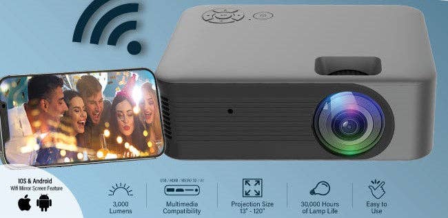 Gabba Goods - Vente Appareil technologique portable - Projecteur intelligent WiFi Gabba Goods compatible 1080p1