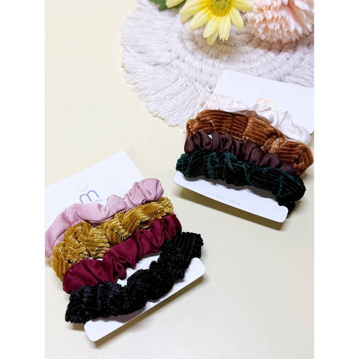ASSORTED COLOR Velvet and Fall Shades Scrunchie Set for wholesale on Faire3