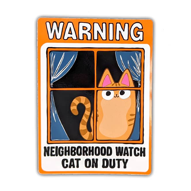 Neighborhood Watch Cat Window Cling - Orange Tabby Cat Curious för wholesale av BluVelvetArt