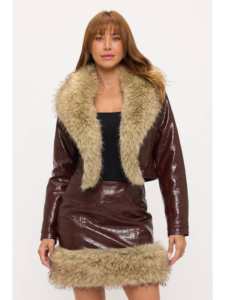 Coalition Apparel Inc - Wholesale Top & skirt set – Women's - CLAST1023: Savage Luxe Croc Set3