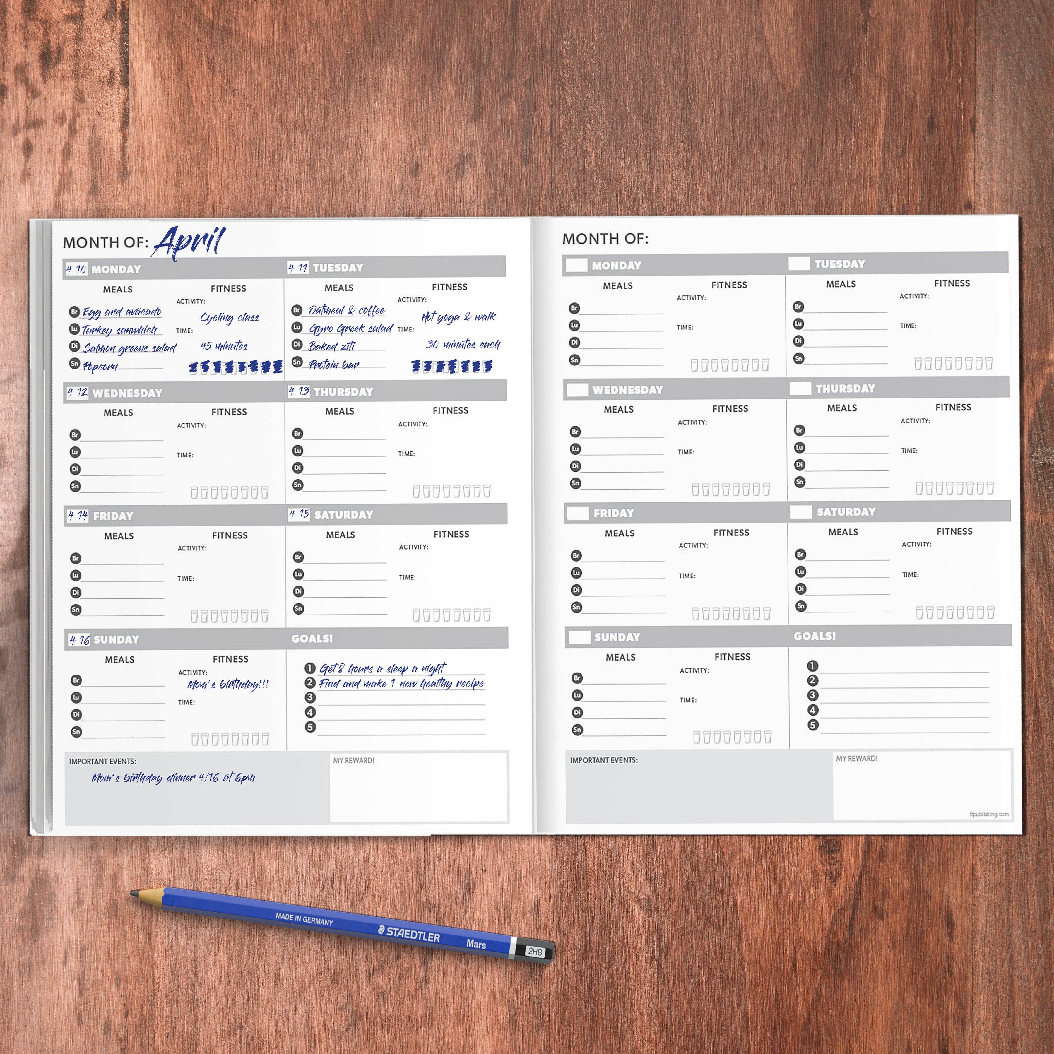 TF Publishing - Paper Goods - Wholesale Calendar - Food & Fitness Wellness Planner4