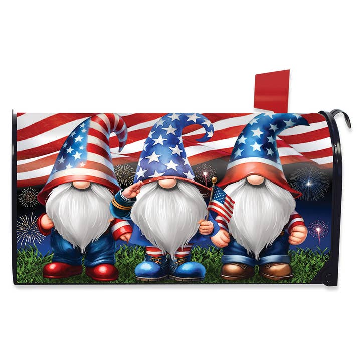 Saluting Gnome Mailbox Cover for wholesale by Briarwood Lane