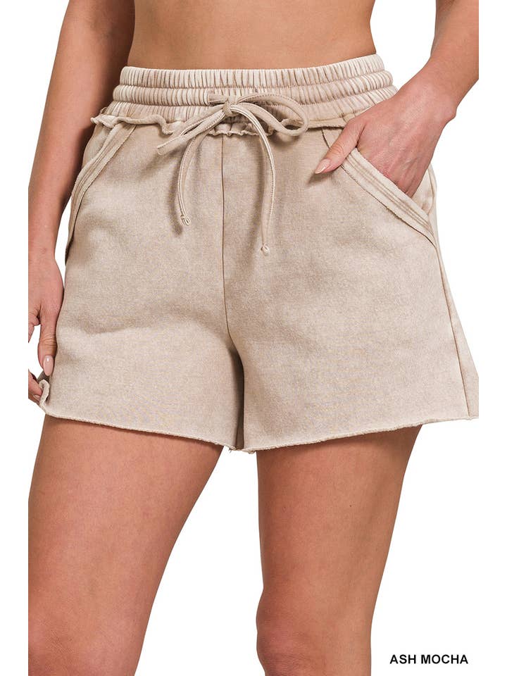 42POPS - Wholesale Shorts - Women's - ",,,....Snow Wash Fleece Drawstring Shorts