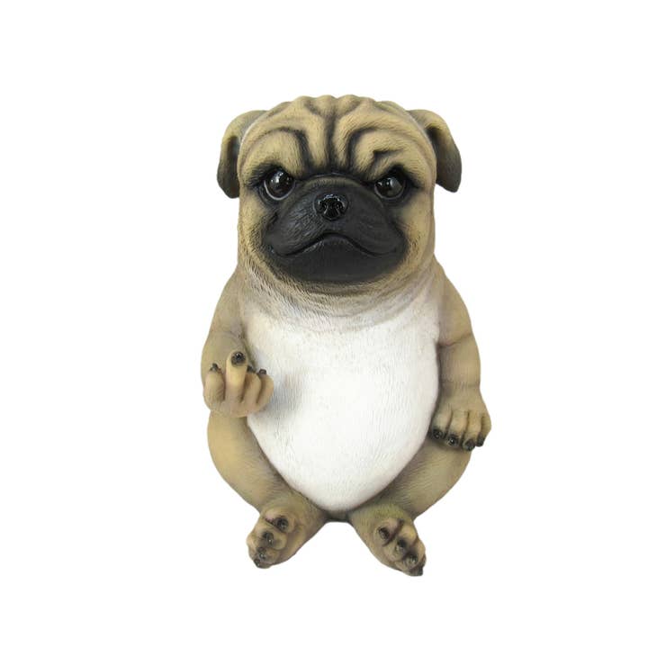 Zeckos - Wholesale Decorative tabletop object - Pug Life Rude Finger Flipping Pug Dog Tabletop Statue3